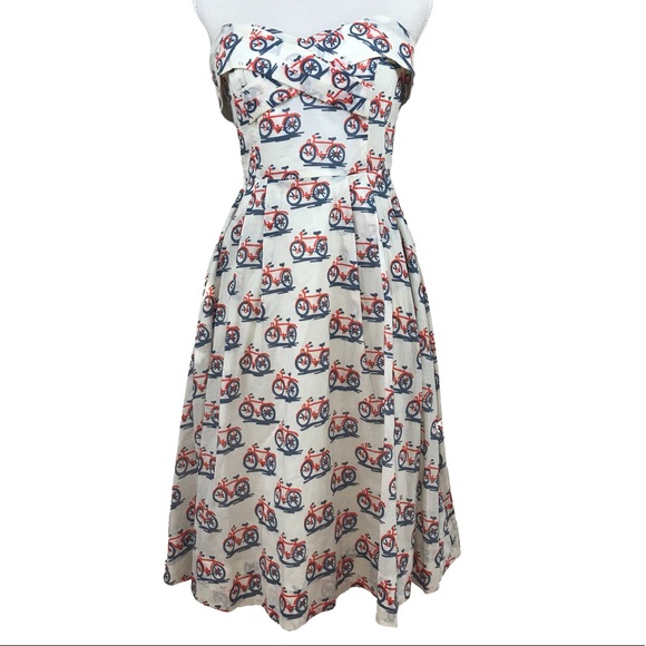 Anthropologie Dresses & Skirts - Anthro Postmark Bicycle Lane Strapless Dress 4